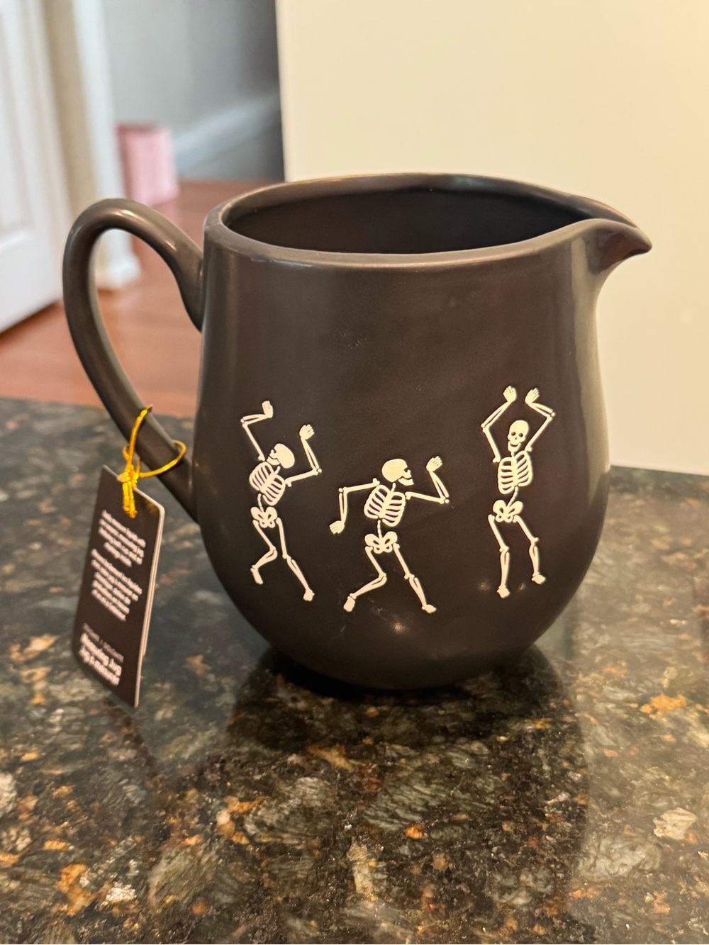 Halloween Measuring Pitcher Dancing Skeletons NWT Kitchen Ceramic Decor